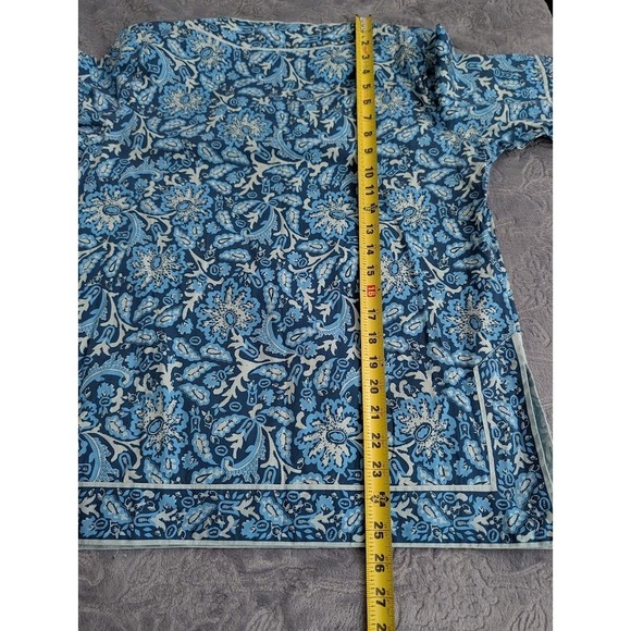 Gretchen Scott Cotton Women's Blouse Blue Paisley Print Size Medium - Picture 7 of 7